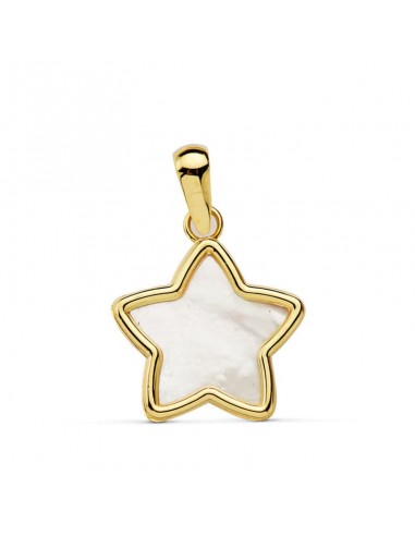 18K COLGANTE AMULETO ESTRELLA NACAR ORO AMARILLO 12X12 MM