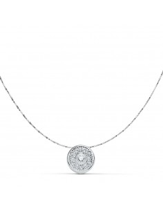 18K COLGANTE CIRCONITA ORO BLANCO 8 MM CADENA 42CM