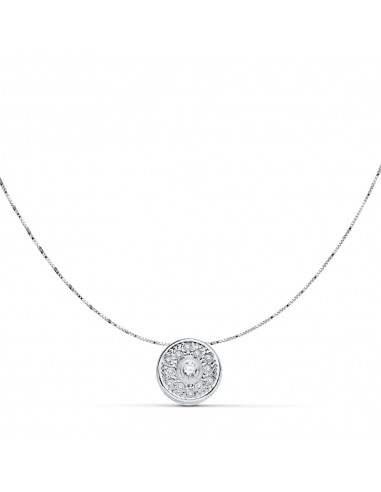 18K COLGANTE CIRCONITA ORO BLANCO 8 MM CADENA 42CM