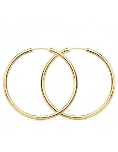 18K PENDIENTES AROS REDONDOS LISOS LIGEROS ORO AMARILLO 35X2 MM