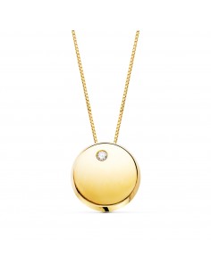 18K COLGANTE REDONDO CIRCONITA ORO AMARILLO CADENA 42CM