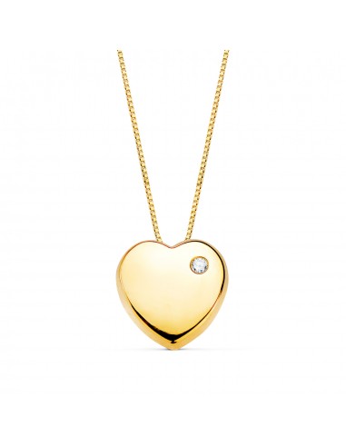 18K COLGANTE CORAZON CIRCONITA ORO AMARILLO CADENA C. AMOR