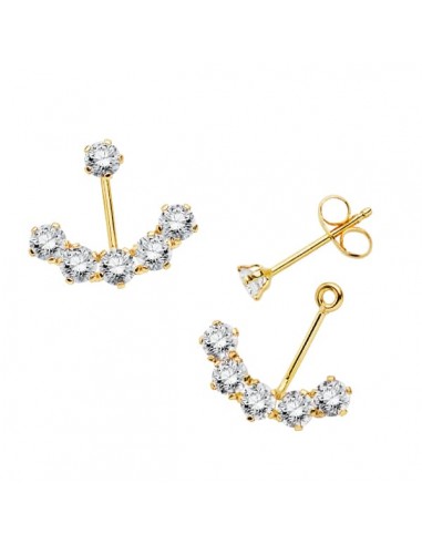 18K PENDIENTES ORO AMARILLO CIRCONITA EAR JACKET 14X12 CIERRE PRESION