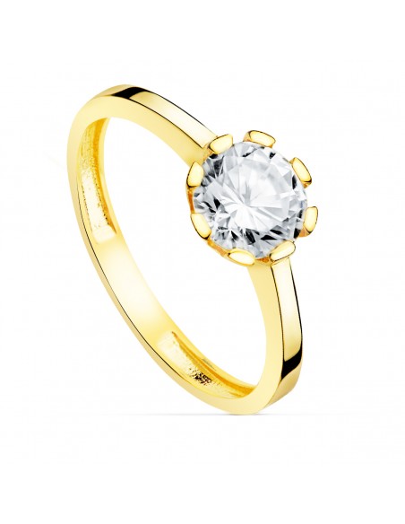 18K SOLITARIO ORO AMARILLO CIRCONITA GARRAS 6,5 MM. ANCHO CUERPO: 2 MM