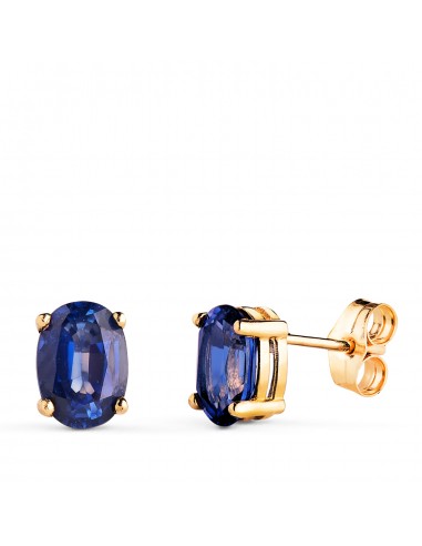 18K PENDIENTES ORO AMARILLO GARRAS ZAFIRO 7X5 MM 1.58  QTS. CIERRE PRESION