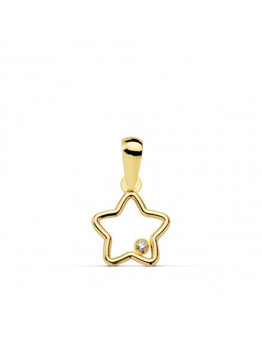 18K COLGANTE ORO AMARILLO AMULETO  ESTRELLA CIRCONITA 9X9 MM