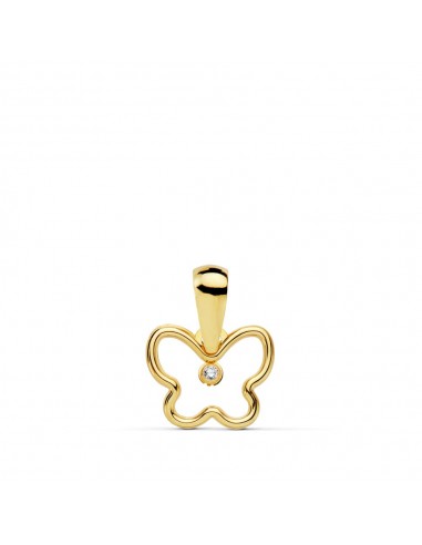 18K COLGANTE ORO AMARILLO AMULETO MINI MARIPOSA CIRCONITA 9 X 8 MM