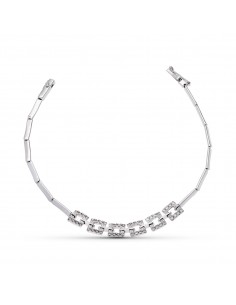 18K PULSERA ORO BLANCO CUADRADOS CIRCONITAS