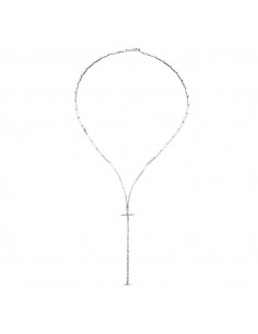 18K GARGANTILLA ORO BLANCO CRUZ CON CIRCONITAS