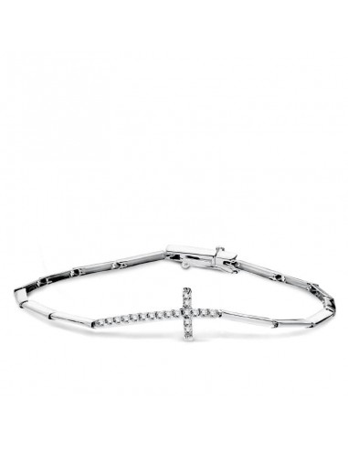 18K PULSERA ORO BLANCO CRUZ 19.5 CM