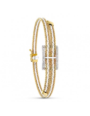 18K PULSERA ORO BICOLOR RECTANGULO.