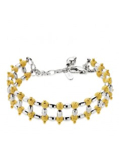 18K PULSERA BICOLOR BOLITAS 20CM