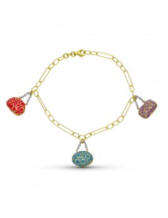 18K PULSERA ORO AMARILLO BOLSOS ESMALTE