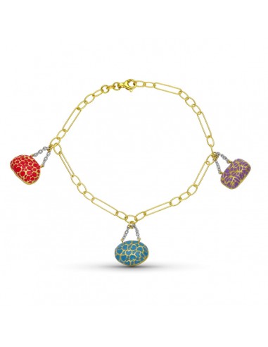 18K PULSERA ORO AMARILLO BOLSOS ESMALTE