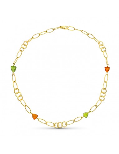 18K GARGANTILLA ORO AMARILLO PIEDRAS COLOR