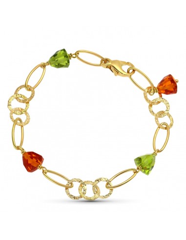18K PULSERA ORO AMARILLO PIEDRAS COLOR