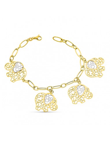 18K PULSERA BICOLOR ELEFANTES. ANCHO 18 MM LARGO 19.5 CM