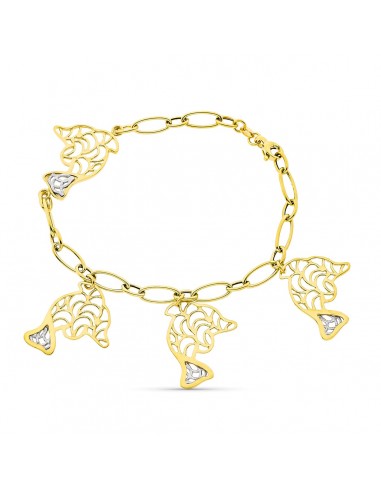 18K PULSERA BICOLOR DELFINES. ANCHO 26 MM LARGO 19.5 CM