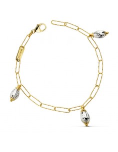 18K PULSERA BICOLOR ESLABONES 19CM