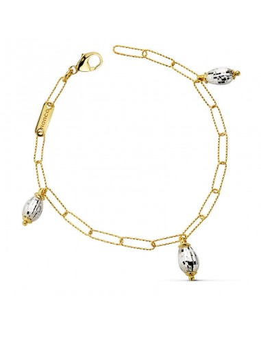 18K PULSERA BICOLOR ESLABONES 19CM