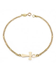 18K PULSERA ORO AMARILLO CRUZ DE LA VIDA 19CM