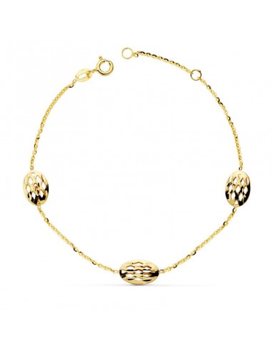 18K PULSERA ORO AMARILLO OVALES CALADOS 19.5CM