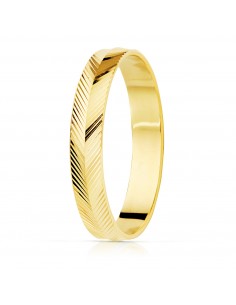 18K ALIANZA ORO AMARILLO TALLADO ESPIGA BRILLO 3 5 MM