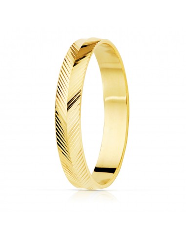 18K ALIANZA ORO AMARILLO TALLADO ESPIGA BRILLO 3 5 MM