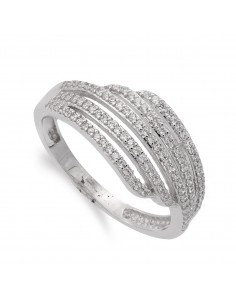 18K SORTIJA ORO BLANCO BANDAS CON CIRCONITAS. ANCHO: 7 MM