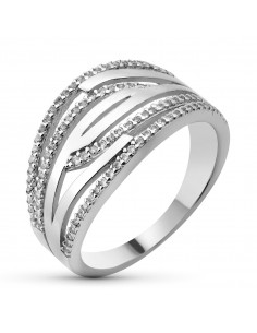 18K SORTIJA ORO BLANCO CON CIRCONITAS. ANCHO: 11 MM