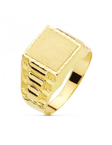 18K SELLO ORO AMARILLO CADETE HUECO.  ZONA GRABADO 9 X 9 MM
