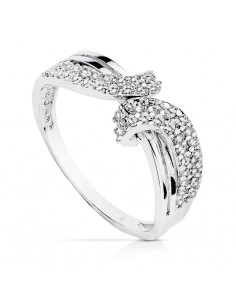 18K SORTIJA ORO BLANCO LAZO CON CIRCONITAS. ANCHO: 7 MM