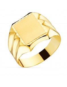 18K SELLO ORO AMARILLO HUECO CABALLERO RECTANGULAR TALLADO. ZONA GRABADO: 12X10 MM