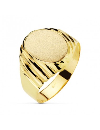 18K SELLO ORO AMARIILO HUECO TALLADO OVAL ZONA GRABADO 13 X 11 MM