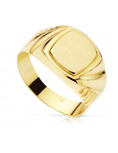 18K SELLO ORO AMARILLO CADETE HUECO TALLADO ZONA GRABADO 8 X 7 MM