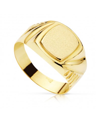 18K SELLO ORO AMARILLO CADETE HUECO TALLADO ZONA GRABADO 8 X 7 MM