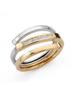 18K SORTIJA ORO BICOLOR CON CIRCONITA TRES CUERPOS. ANCHO: 7 5 MM