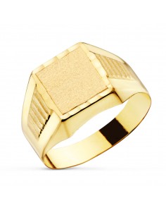 18K SELLO ORO AMARILLO CADETE HUECO TALLADO ZONA GRABADO 7 X 7 MM
