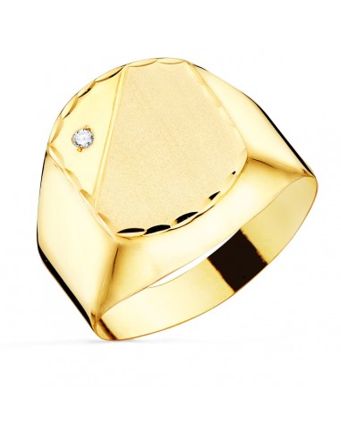 18K SELLO ORO AMARILLO CABALLERO HUECO EN BRILLO CON CIRCONITA CABEZA 13X11 MM