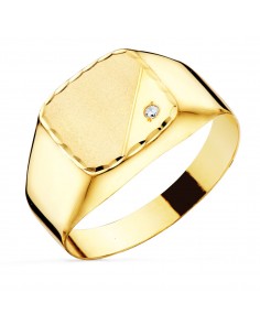 18K SELLO ORO AMARILLO CABALLERO HUECO EN BRILLO CON CIRCONITA CABEZA 12X11 MM