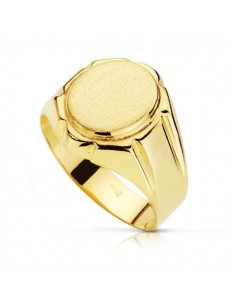 18K SELLO ORO AMARILLO HUECO TALLADO OVAL ZONA GRABADO 12 X 10.5 MM