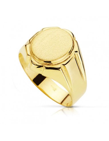 18K SELLO ORO AMARILLO HUECO TALLADO OVAL ZONA GRABADO 12 X 10.5 MM