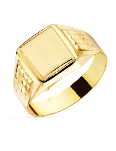 18K SELLO ORO AMARILLO CABALLERO HUECO LATERAL BRILLO. ZONA GRABADO: 10X9 MM