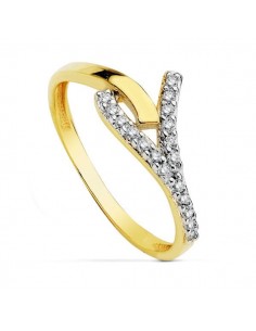 18K SORTIJA BICOLOR CIRCONITA CUERPO 1.5 MM