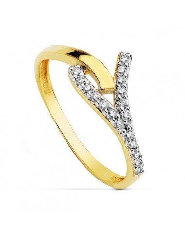18K SORTIJA BICOLOR CIRCONITA CUERPO 1.5 MM