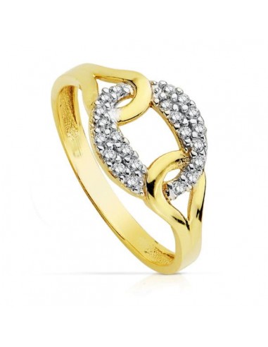 18K SORTIJA ORO BICOLOR CON CIRCONITAS.