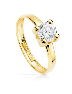 18K SOLITARIO ORO AMARILLO GARRAS CON CIRCONITA. ANCHO: 6X6 MM