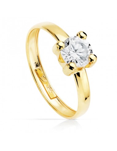 18K SOLITARIO ORO AMARILLO GARRAS CON CIRCONITA. ANCHO: 6X6 MM