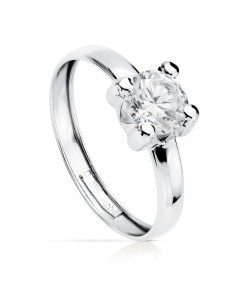 18K SOLITARIO ORO BLANCO CIRCONITA 6X6 MM