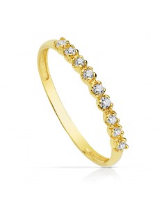 18K SORTIJA ORO AMARILLO 9 CIRCONITA GROSOR 2 MM